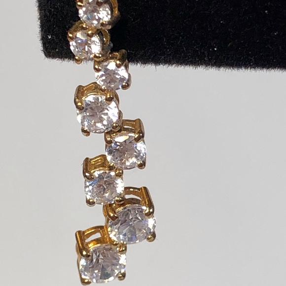 Elegant Rhinestone and Gold Tone Drop Earrings - Picture 5 of 10